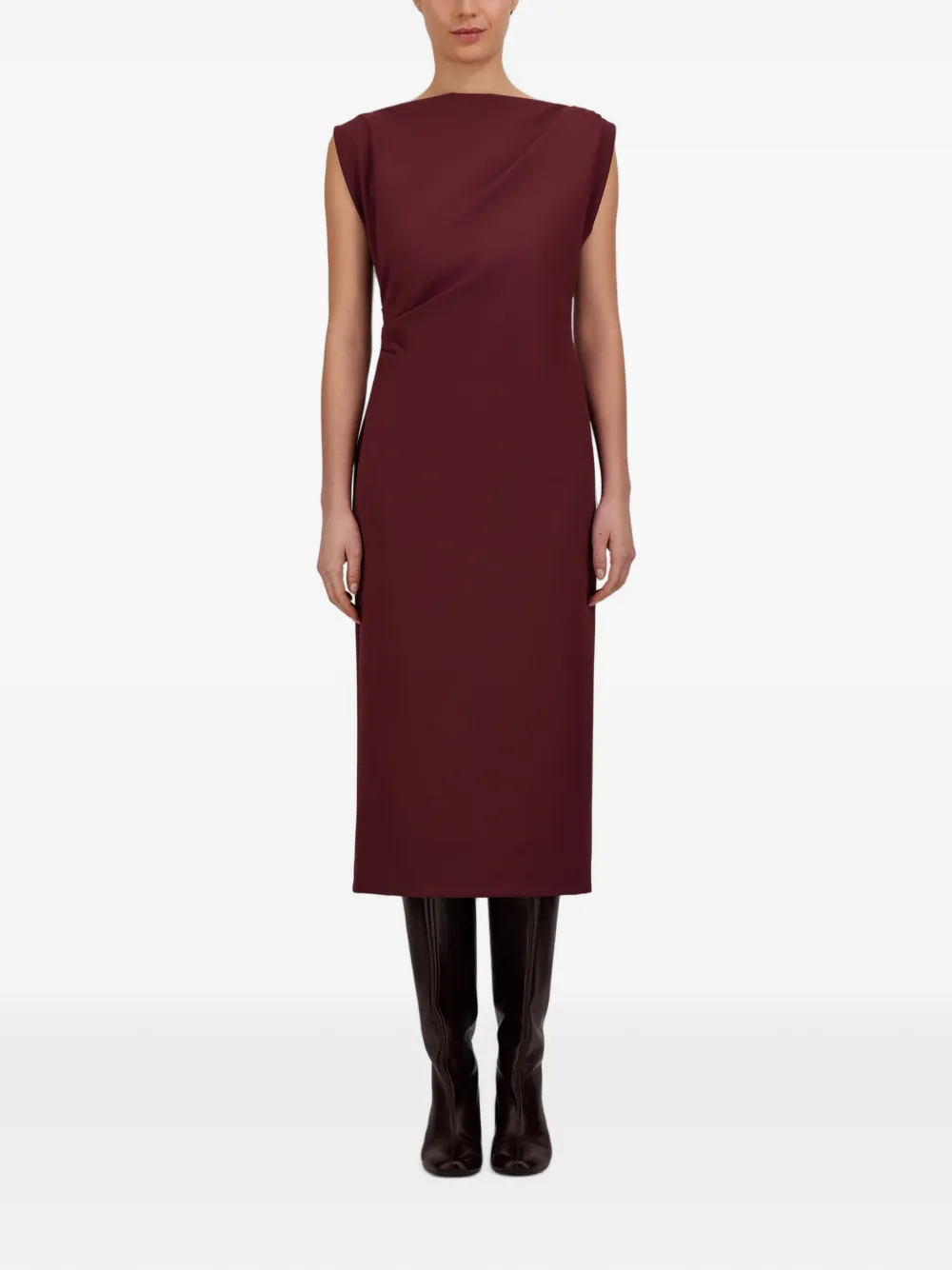 Herno Gedrapeerde midi-jurk Rood