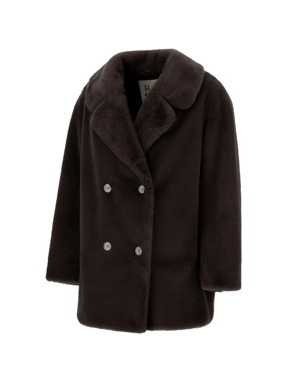 Herno double-breasted faux-fur peacoat Bruin