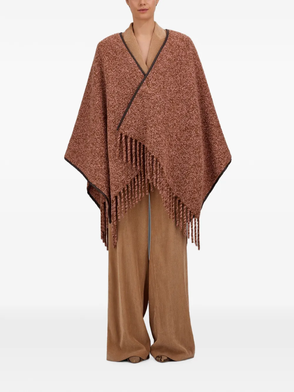 Herno Bouclé poncho met franje Roze