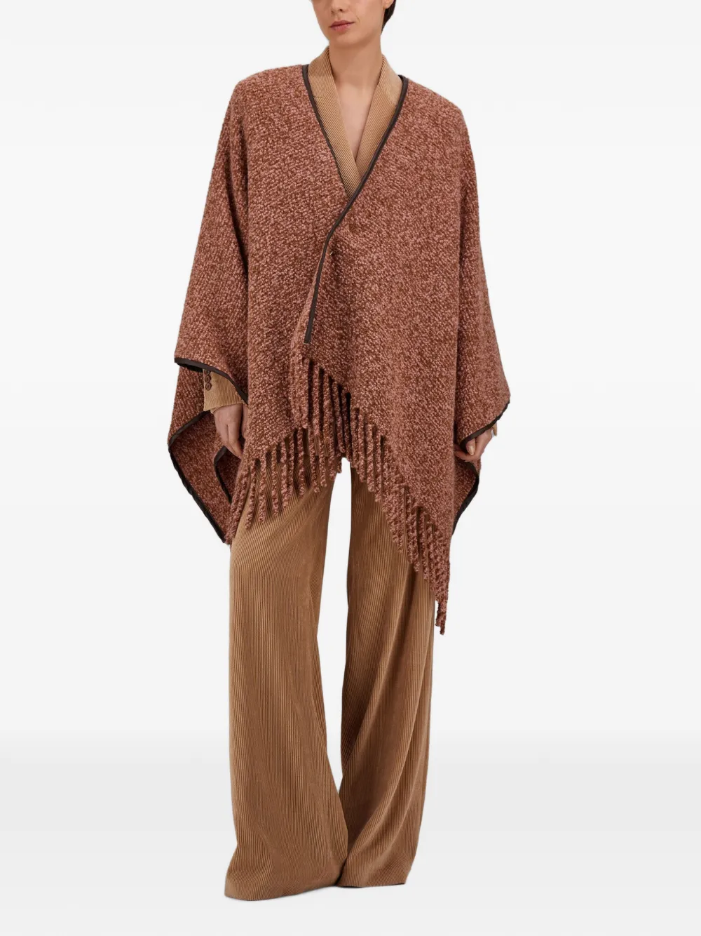 Herno Bouclé poncho met franje Roze
