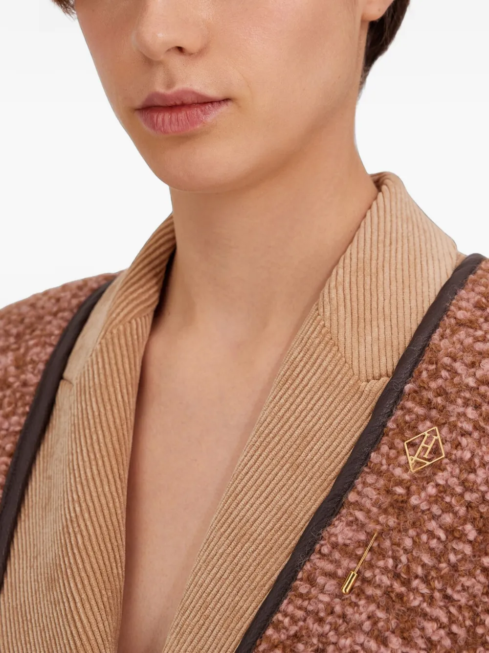 Herno Bouclé poncho met franje Roze