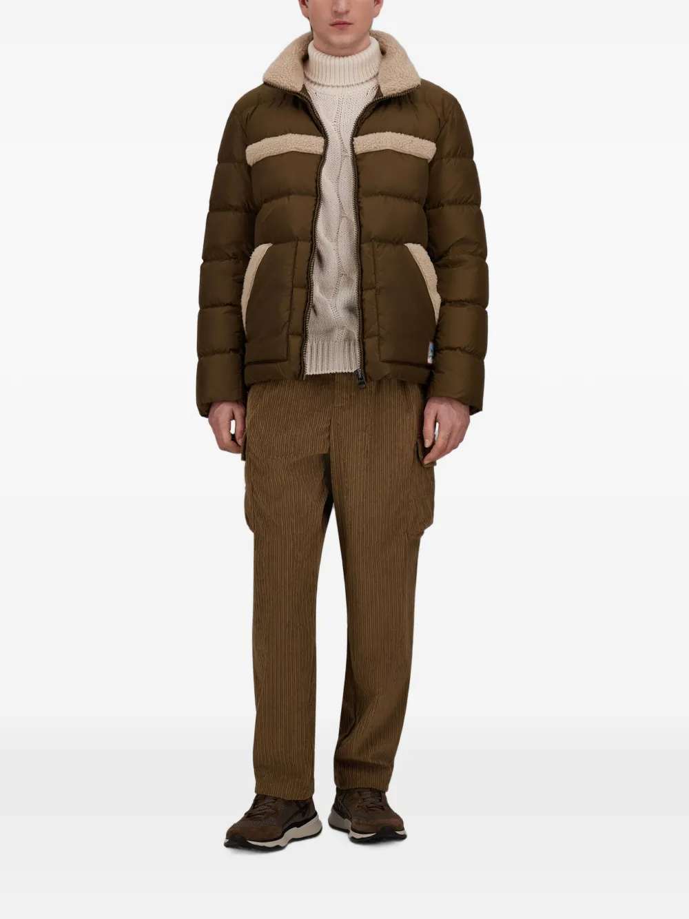 Herno Gewatteerd jack met fleece afwerking Bruin