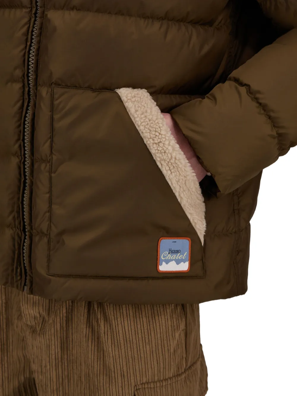 Herno Gewatteerd jack met fleece afwerking Bruin