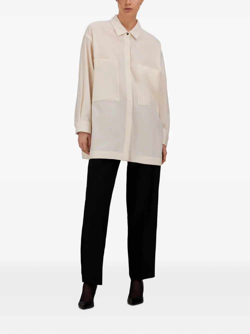 Herno Flanellen blouse van scheerwol Beige