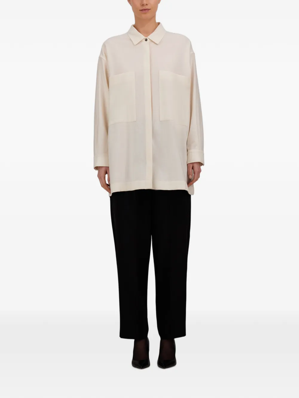 Herno Flanellen blouse van scheerwol Beige