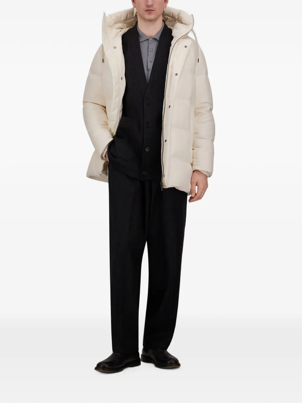 Herno Jack van wollen twill met V-hals Grijs