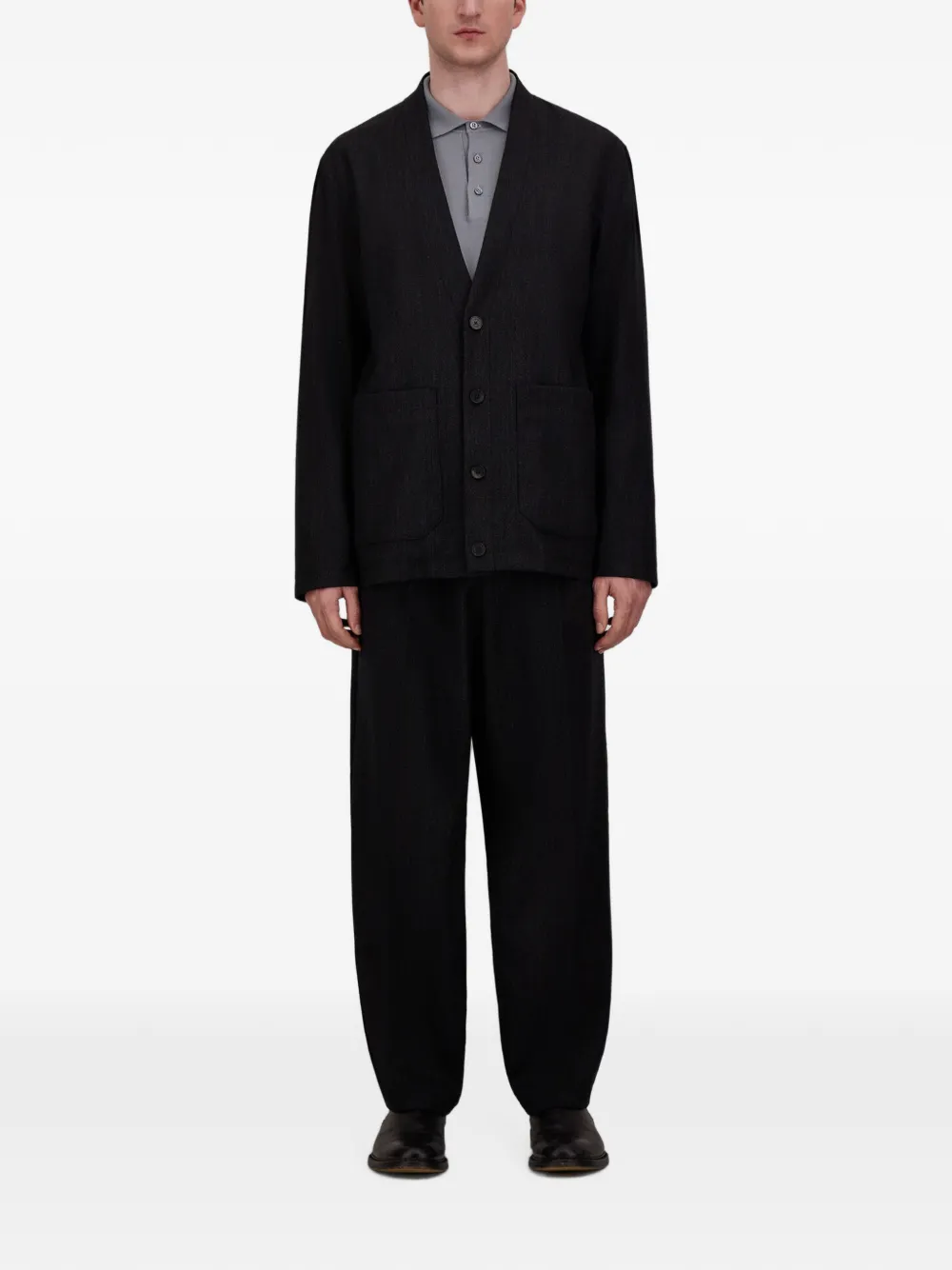 Herno Jack van wollen twill met V-hals Grijs