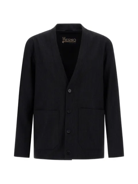 Herno V-neck wool-twill jacket