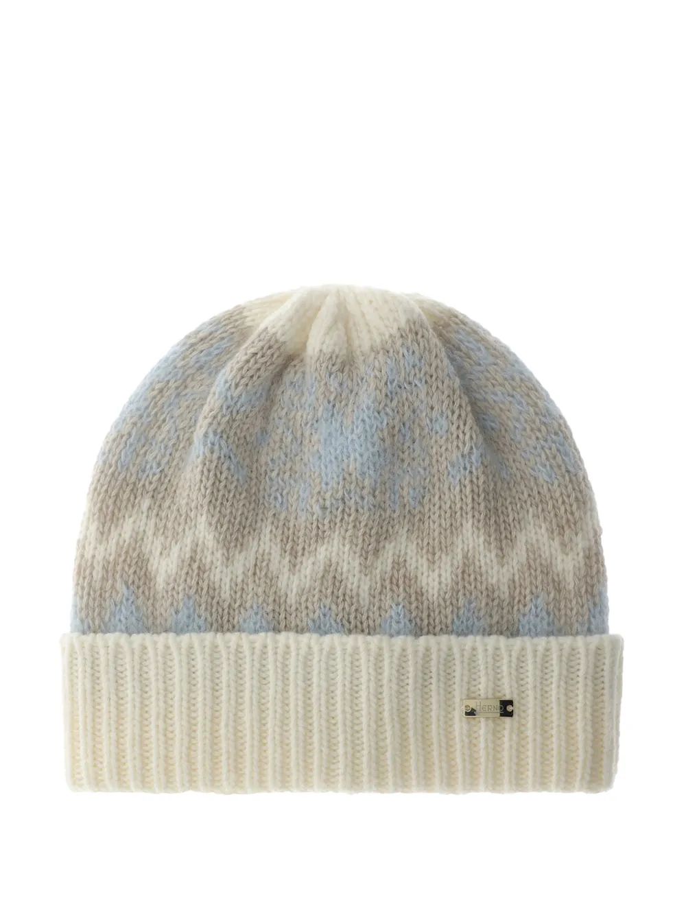 Herno Gebreide muts met jacquard Beige