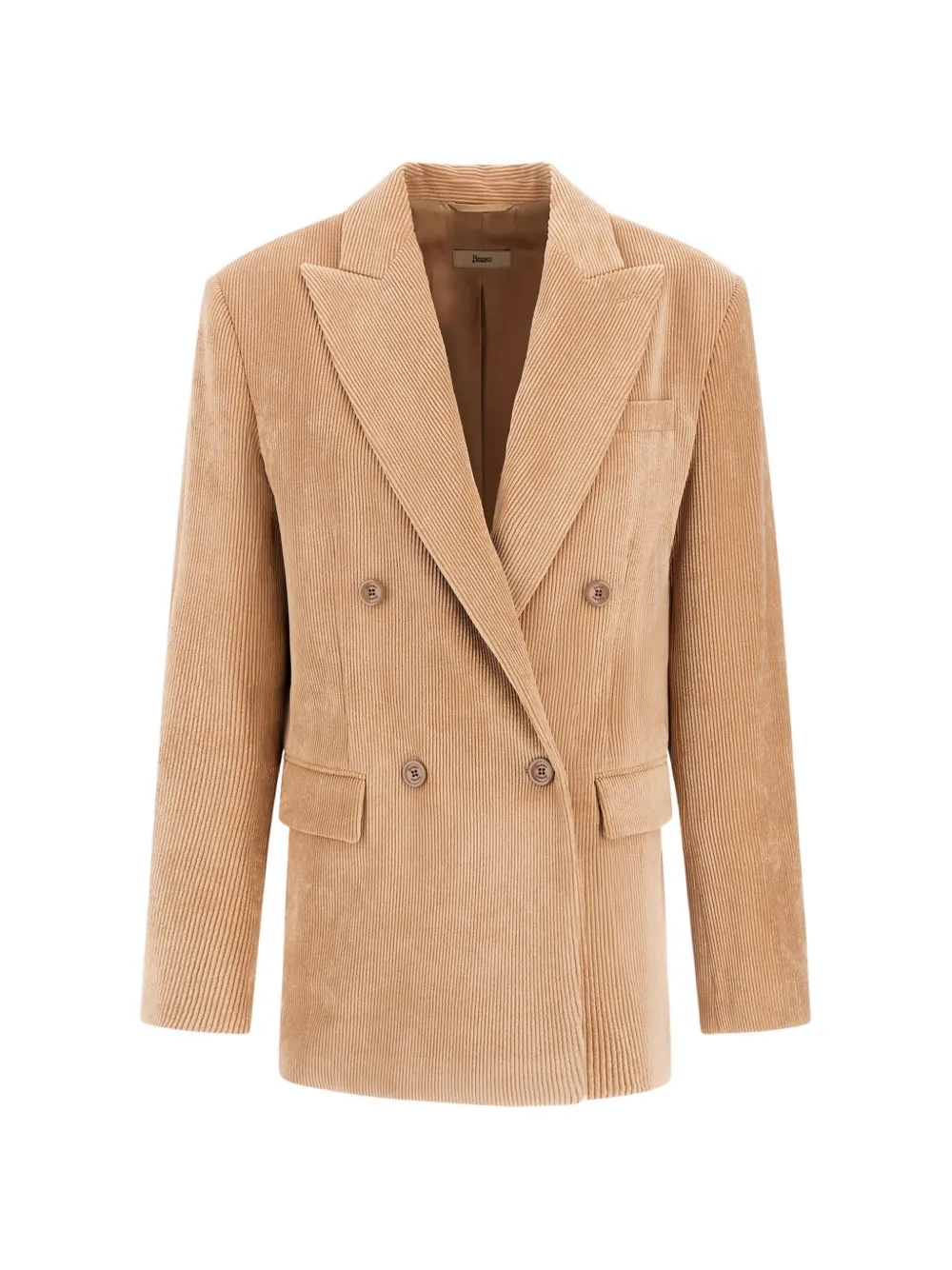 Herno Double-breasted Corduroy Blazer In Brown