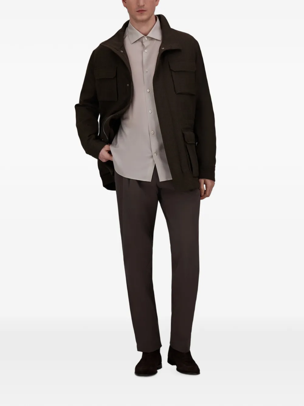 Herno Iconico overhemd met logo-plakkaat Beige