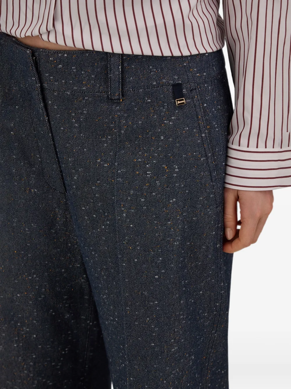 Herno Broek met denim-effect en persvouw Blauw