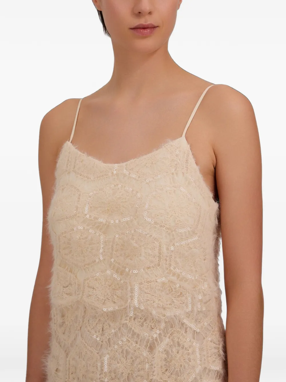 Herno Midi-jurk verfraaid met pailletten Beige