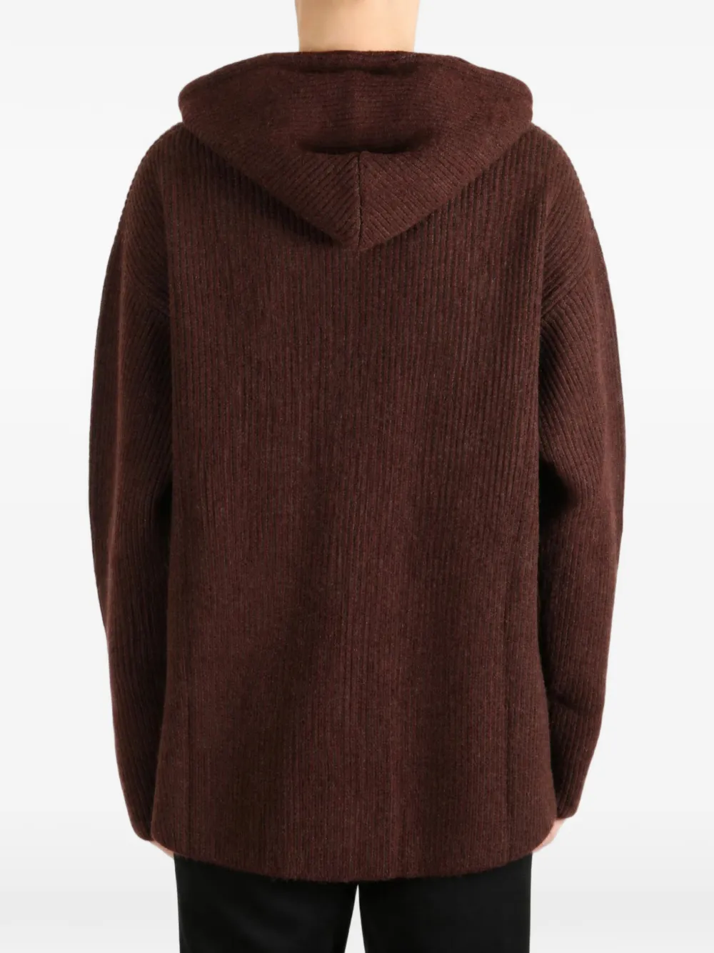 Uma Wang Ribgebreide hoodie Bruin