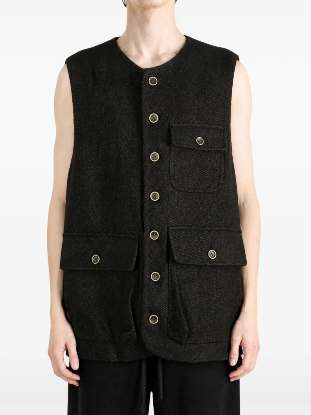 Uma Wang Bodywarmer met zakdetail en knopen Grijs