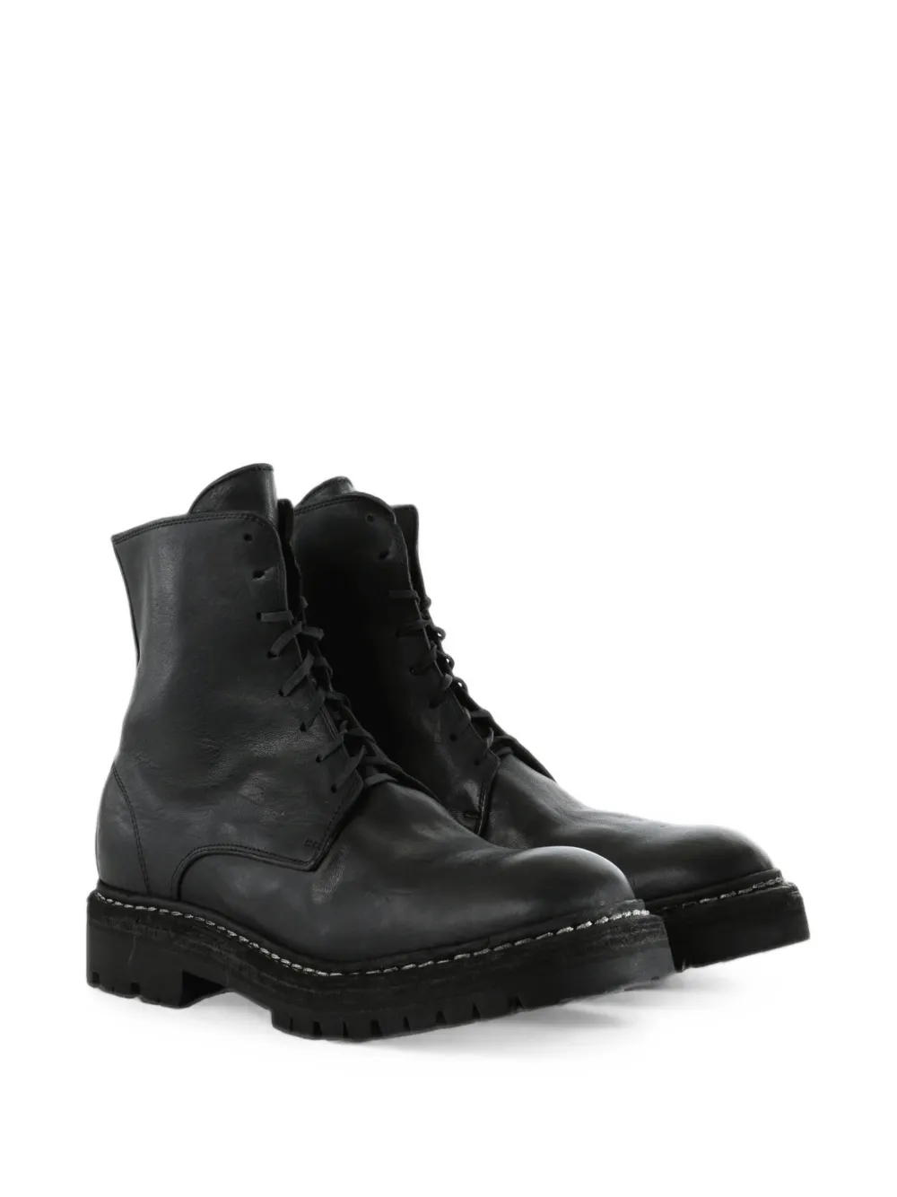 Guidi lace-up leather combat boots Zwart
