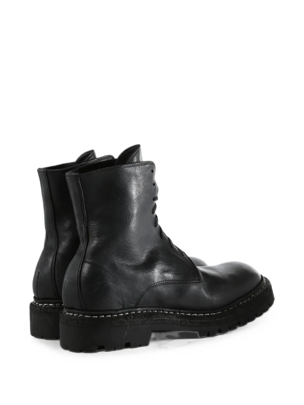Guidi lace-up leather combat boots Zwart