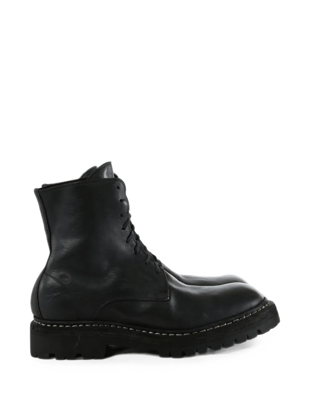 Guidi lace-up leather combat boots Zwart