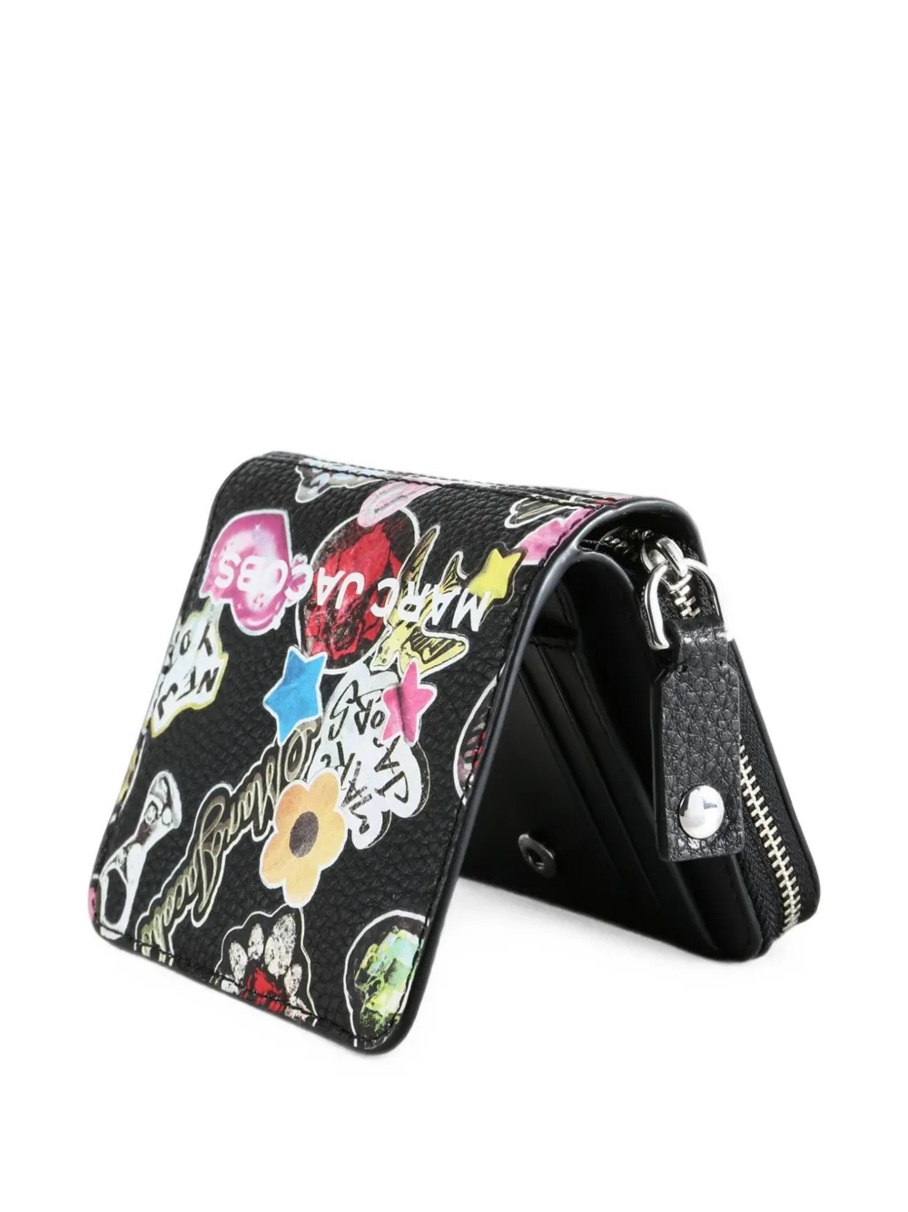 Marc Jacobs sticker-print leather wallet Zwart