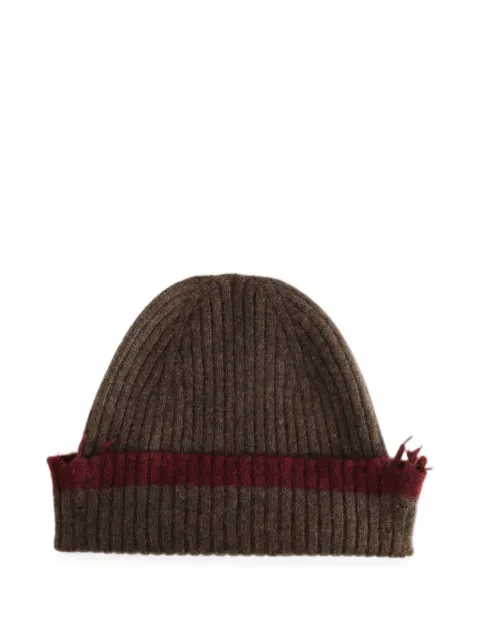 Uma Wang ribbed-knit frayed beanie hat