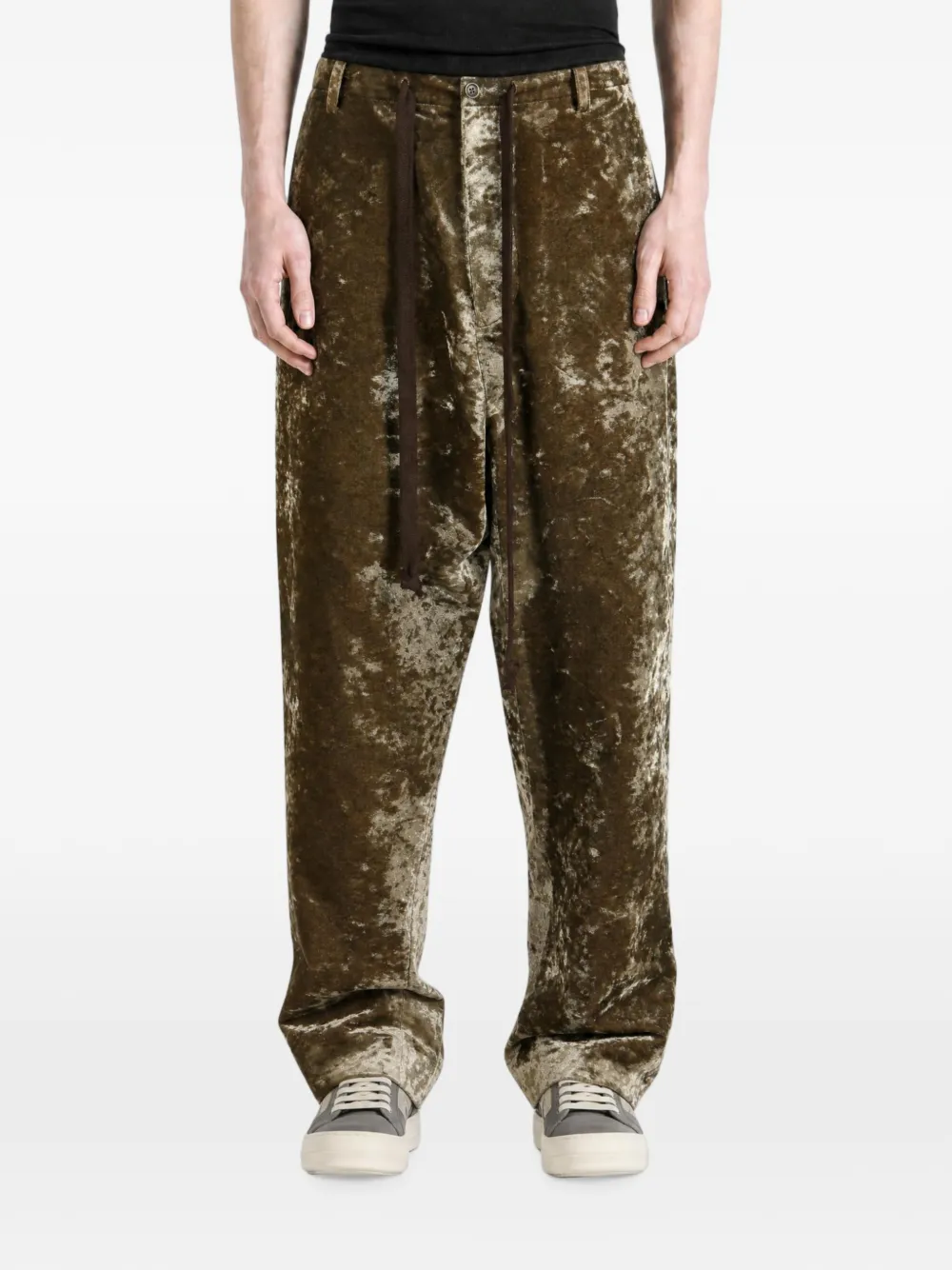 Uma Wang Perch fluwelen broek met trekkoord Bruin