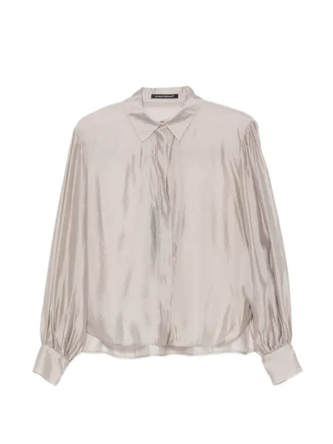 Luisa Cerano blusa semitranslúcida de manga plisada