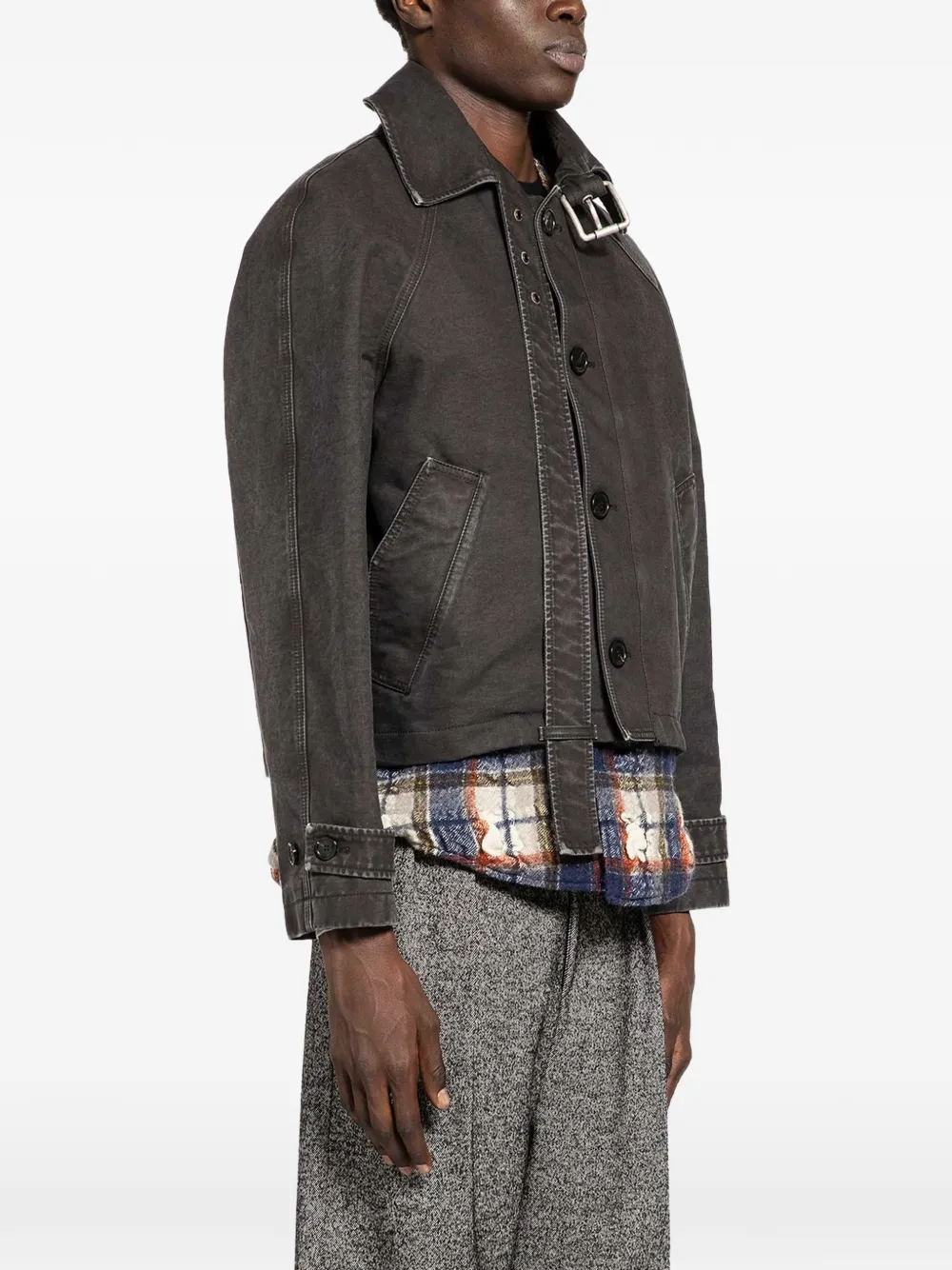 LOEWE Belted Button-front Jacket in Grey, view 2