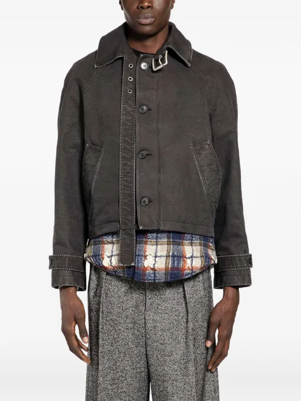 Loewe Belted Button-front Jacket in Grey