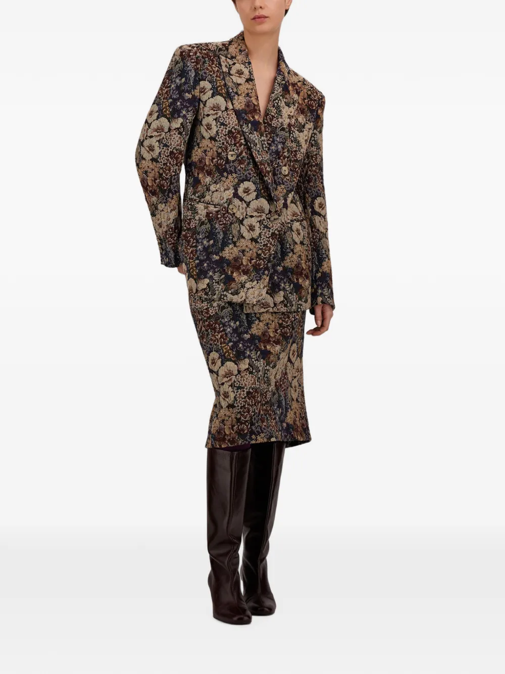 Herno Rok met bloemenjacquard Beige