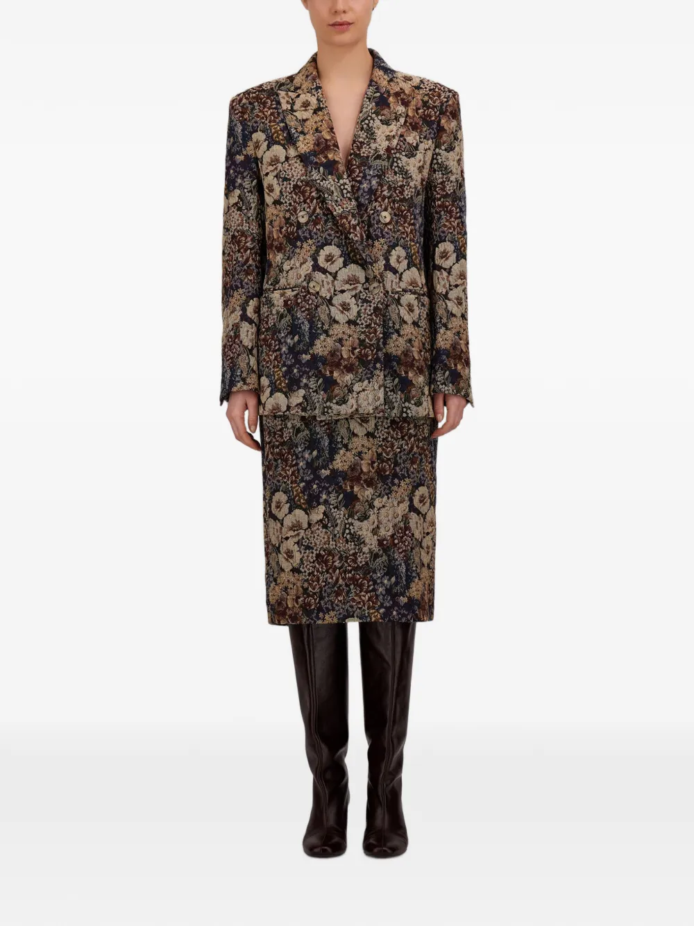 Herno Rok met bloemenjacquard Beige