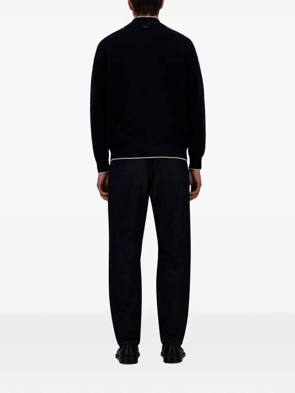 Herno Bouclé trui met halve rits Blauw