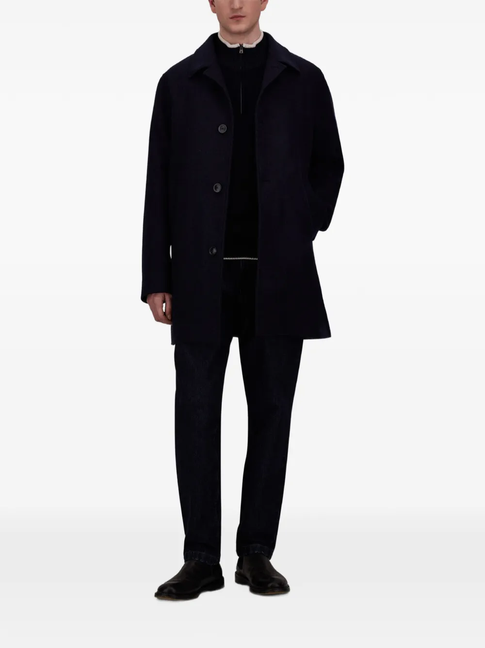 Herno Bouclé trui met halve rits Blauw