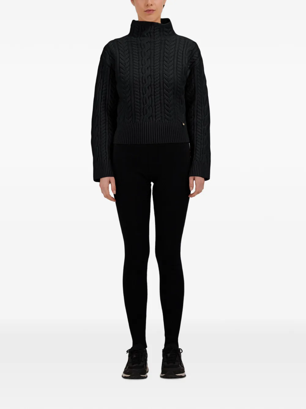 Herno cable-knit wool sweater Zwart