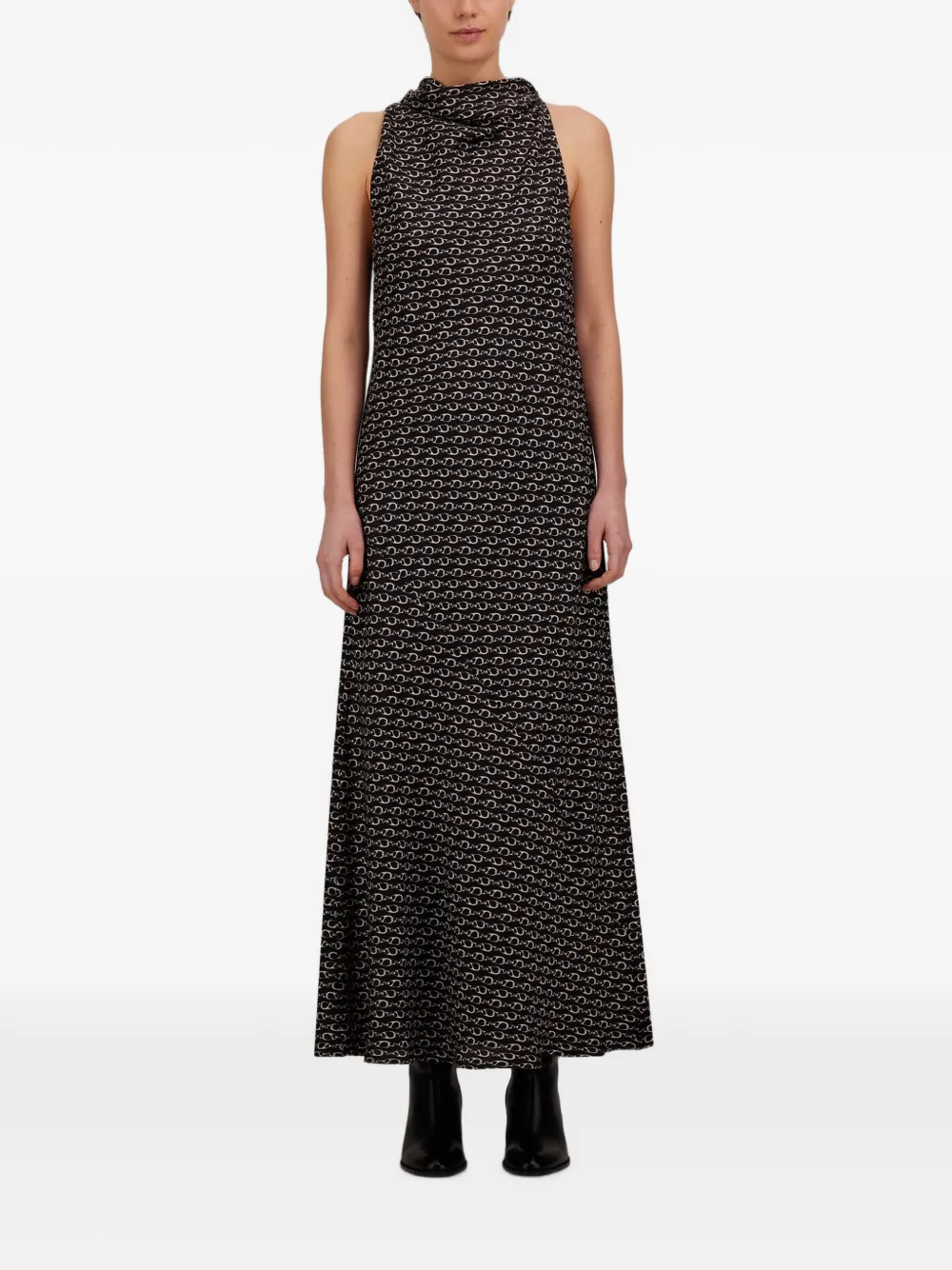 Herno Maxi-jurk met haak-print Zwart