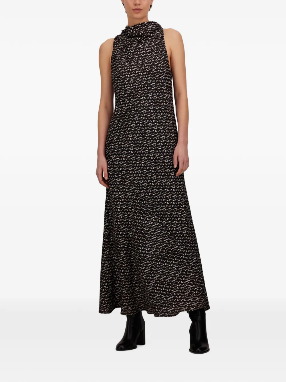 Herno Maxi-jurk met haak-print Zwart