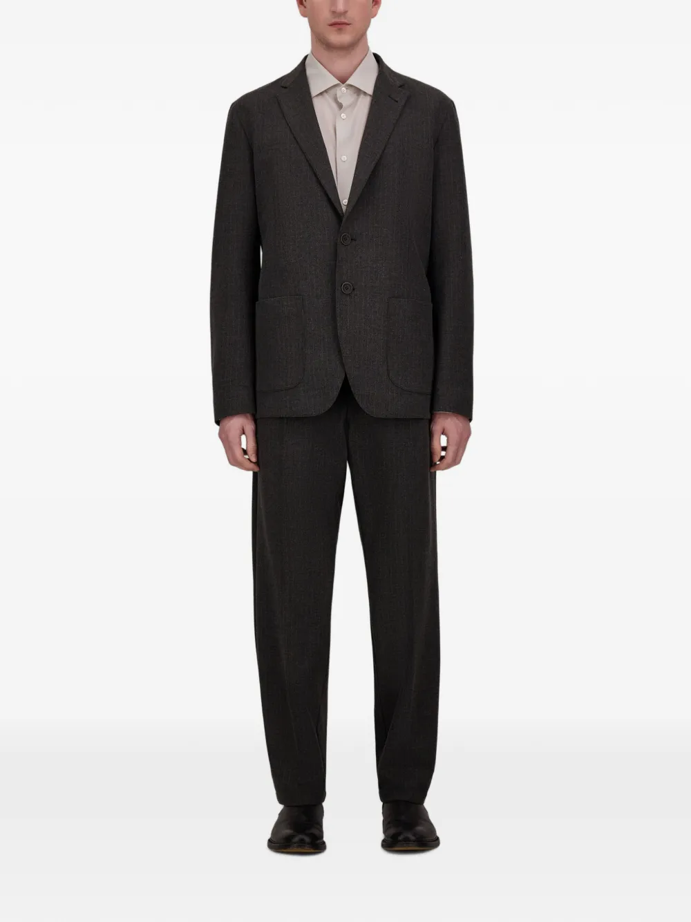 Herno Blazer met enkele rij knopen met krijtstreep Grijs