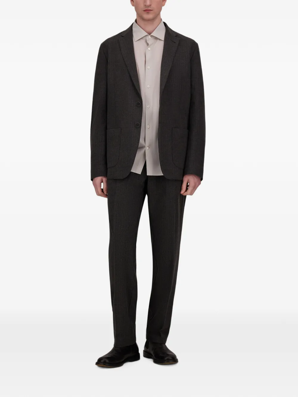 Herno Blazer met enkele rij knopen met krijtstreep Grijs