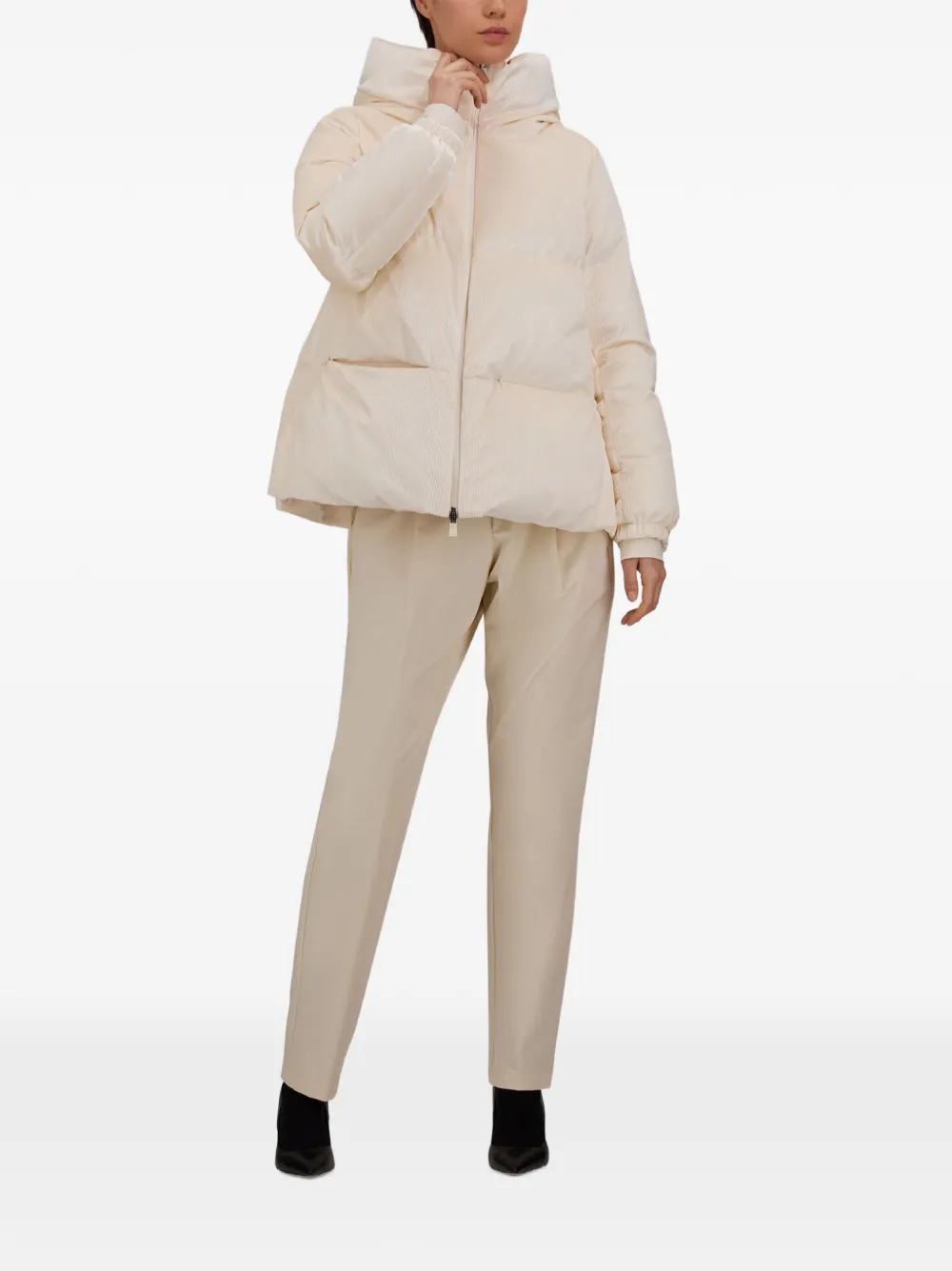 Herno Gewatteerd ribfluwelen donsjack Beige