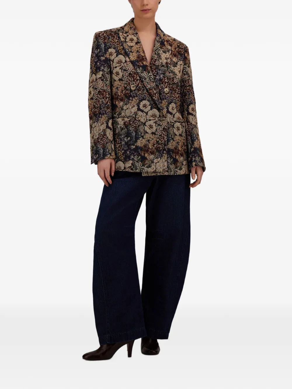 Herno Blazer met bloemen-patroon en jacquard Blauw