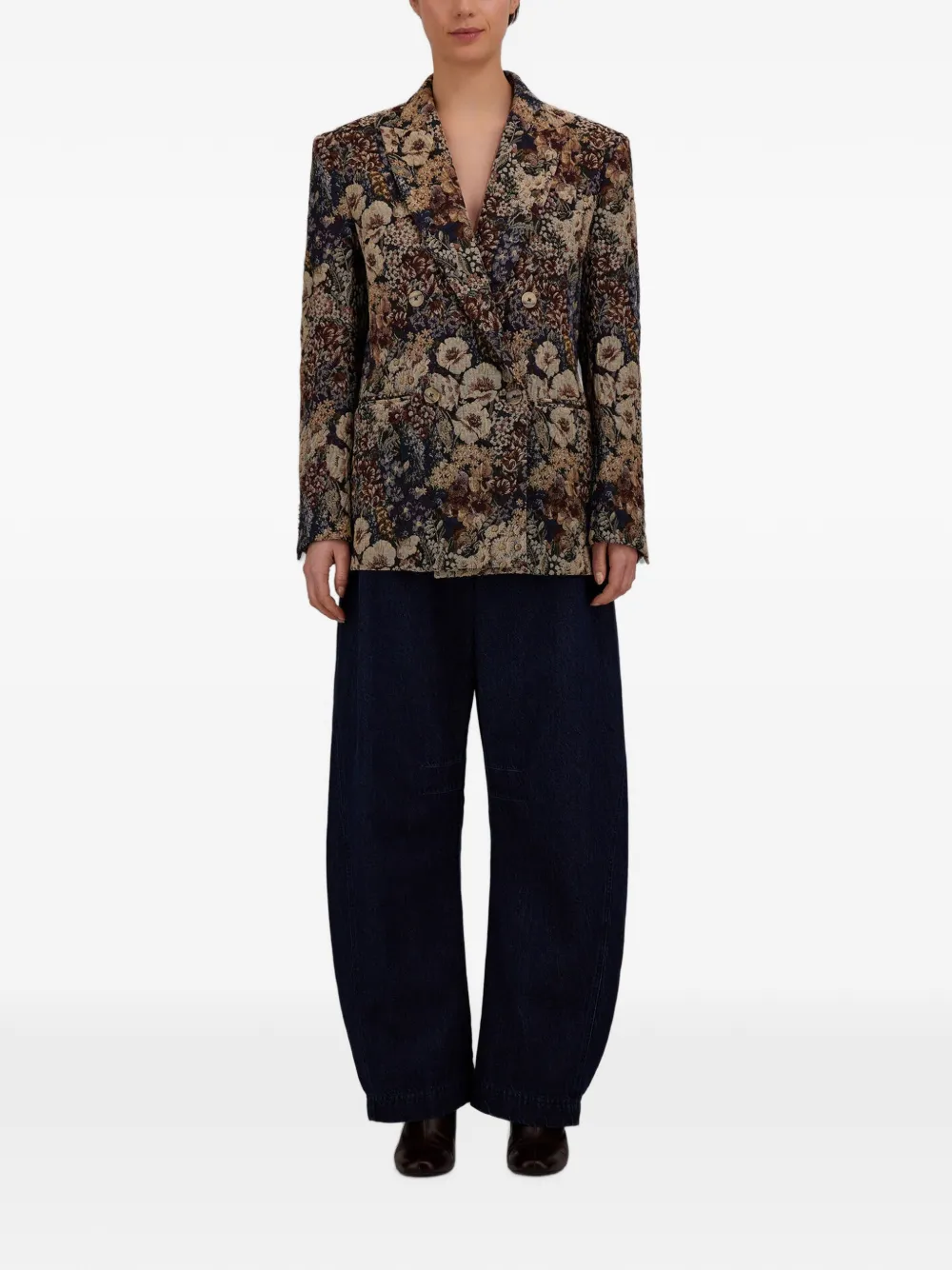Herno Blazer met bloemen-patroon en jacquard Blauw
