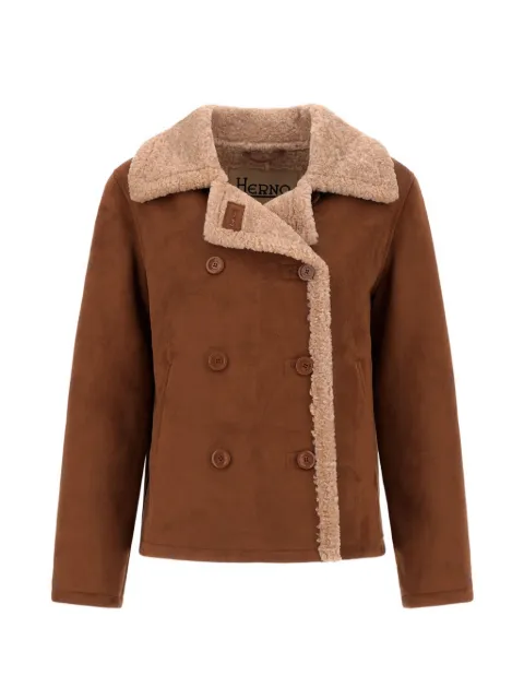 Herno shearling-effect double-breasted coat