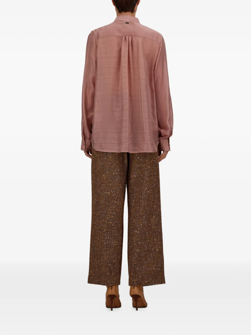 Herno Gestreepte blouse van zijden jacquard Roze