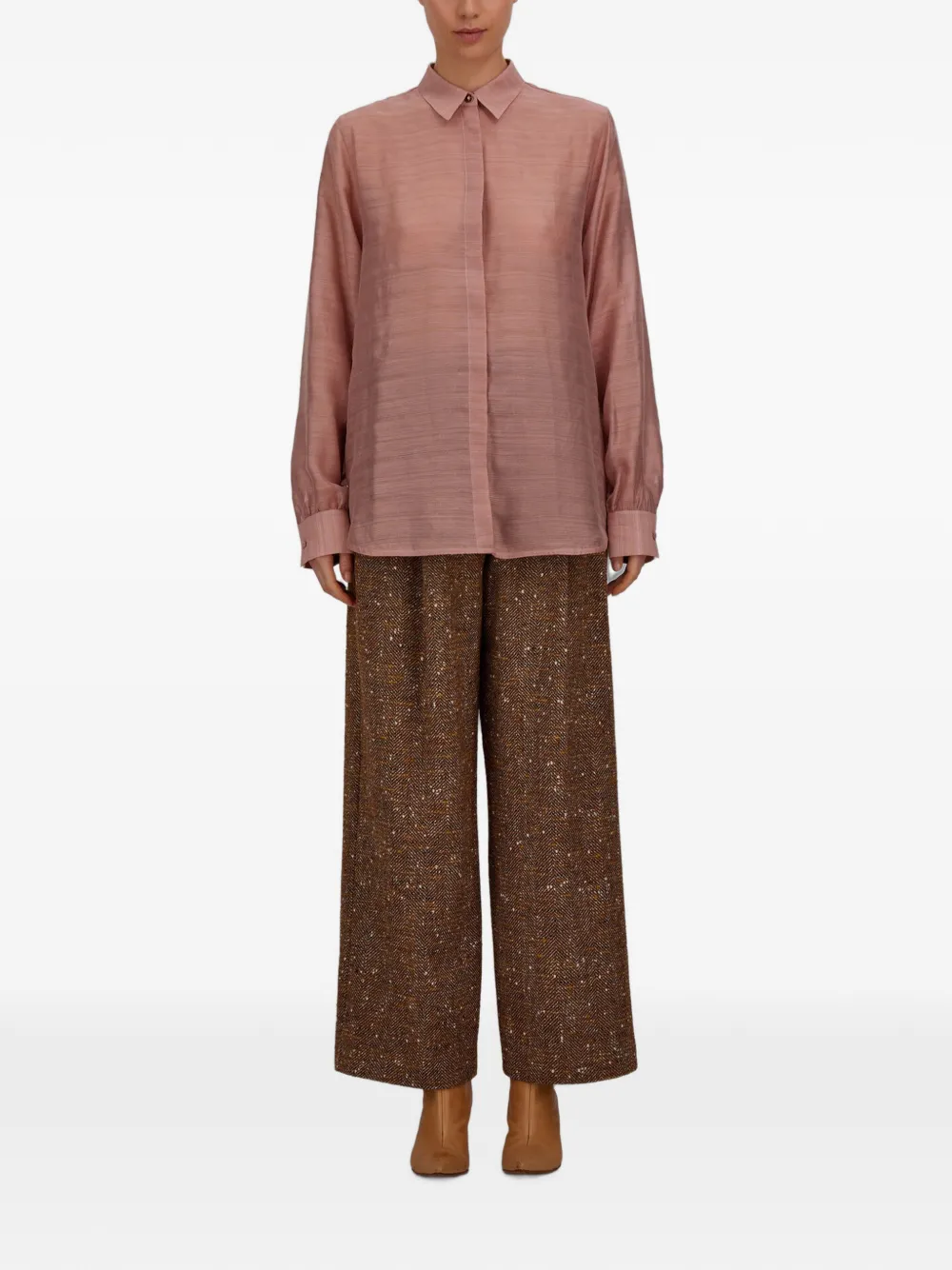 Herno Gestreepte blouse van zijden jacquard Roze