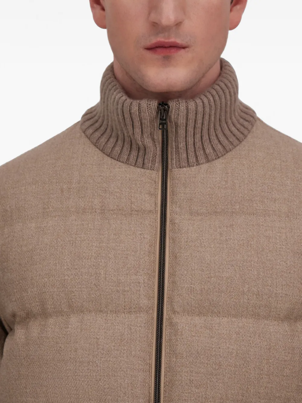 Herno Gewatteerd bomberjack van wollen tweed Beige