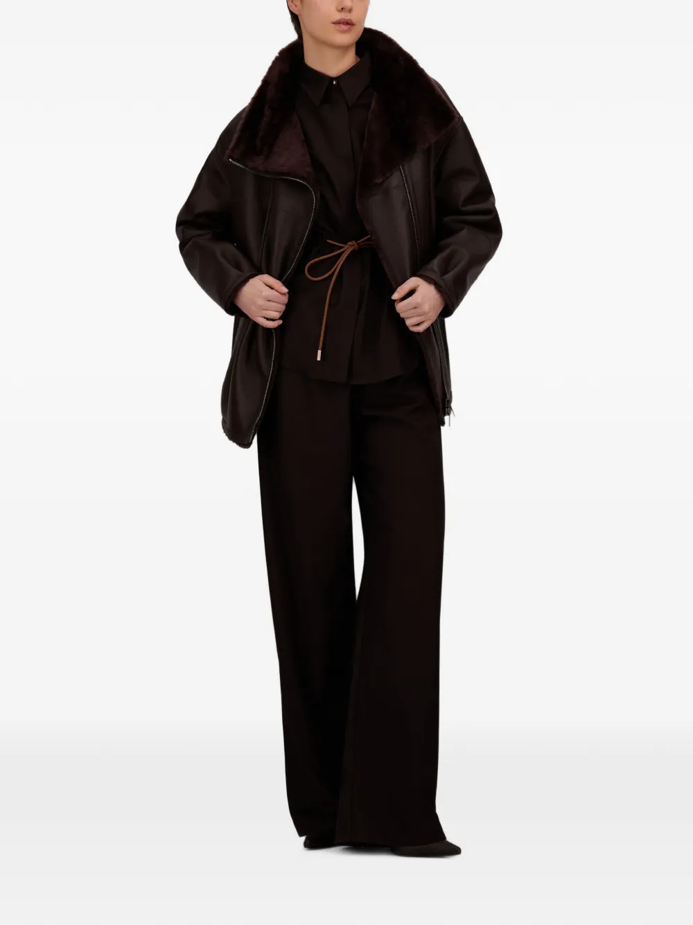 Herno shearling-lined leather jacket Bruin