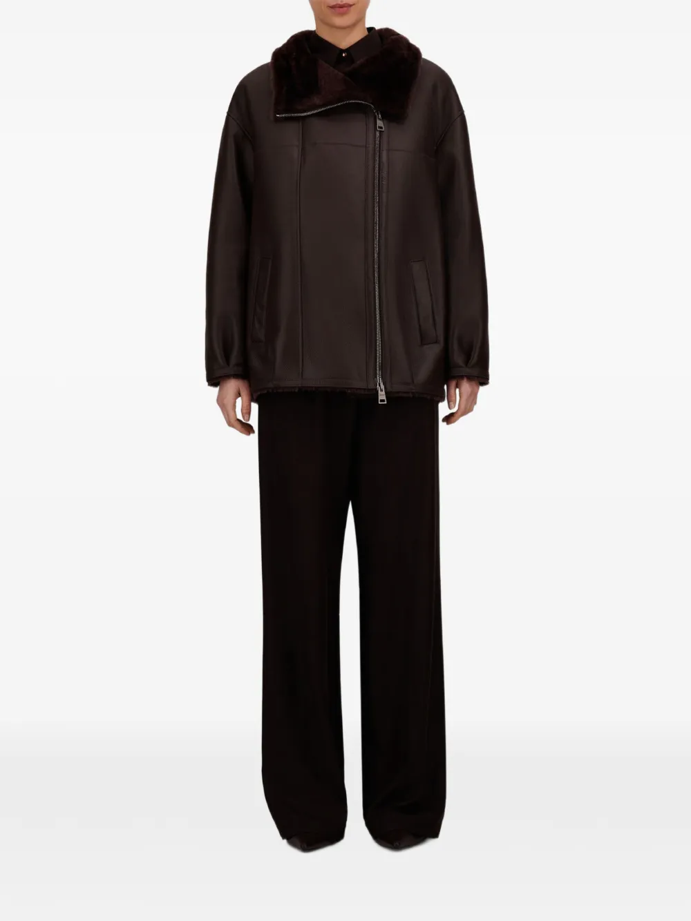 Herno shearling-lined leather jacket Bruin