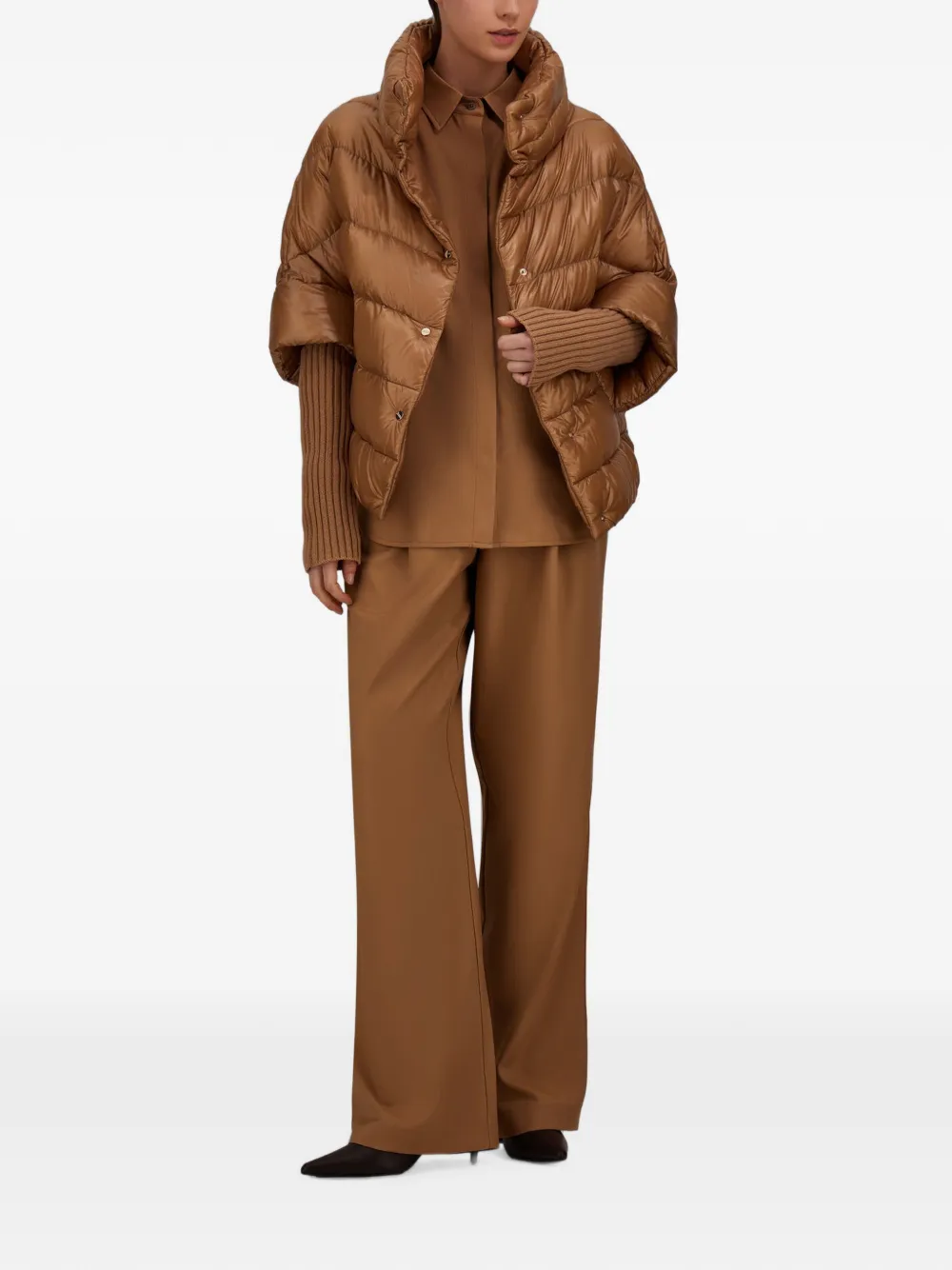 Herno Broek met elastische taille en coupenaden Bruin