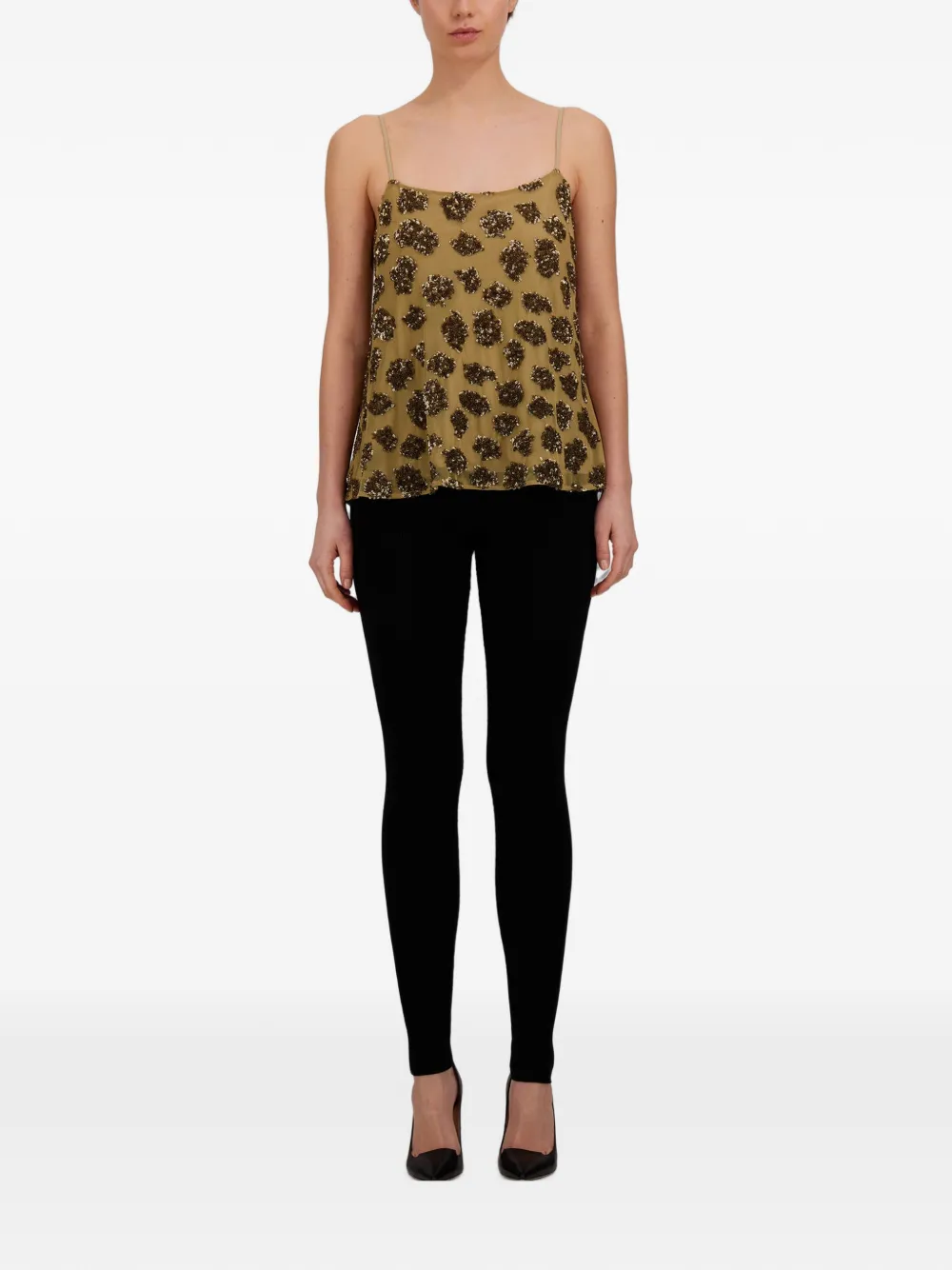 Herno Tanktop verfraaid met pailletten en luipaard-patroon Groen
