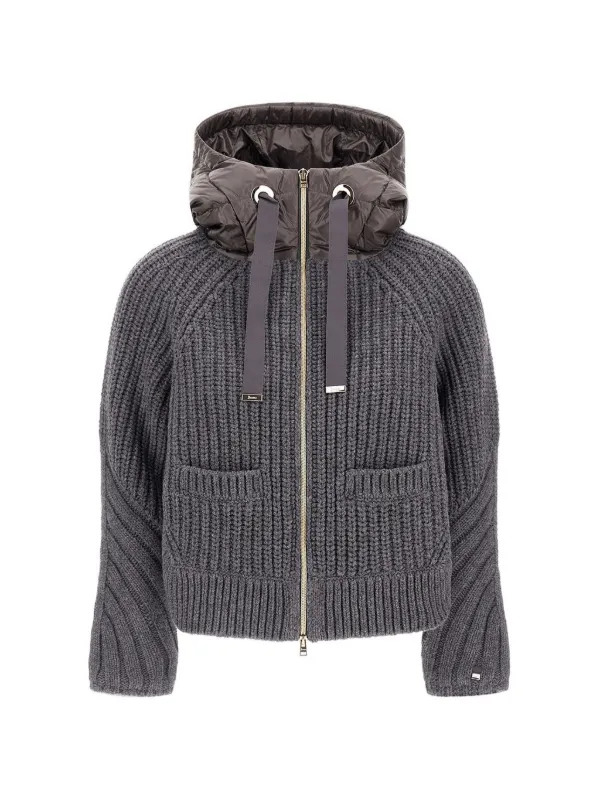 Herno Corncob-stitch Wool-knit Cardigan in Grey