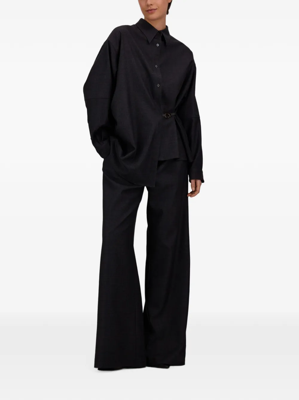 Herno asymmetric-cut wool-blend shirt Grijs